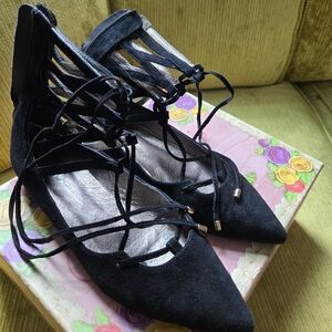 Jeffery Campbell Black Velvet Lace-Up Women's Shoes